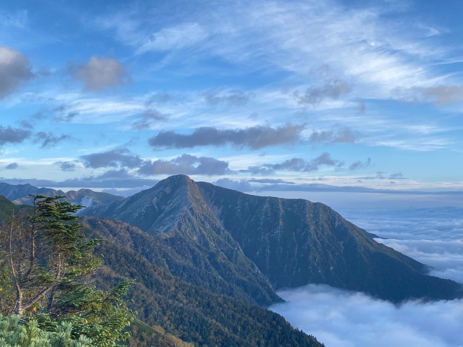 蝶ヶ岳から眺める常念岳