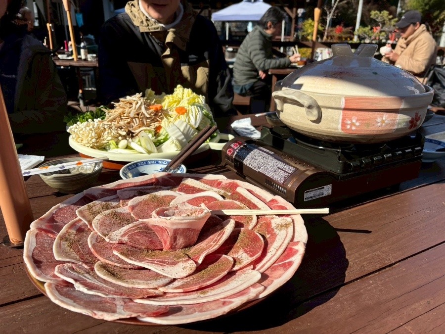 福知山廃線ハイク後の牡丹鍋