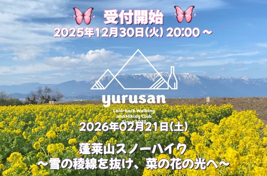 【20代〜40代の登山仲間募集】蓬莱山スノーハイク ～雪の稜線を抜け、菜の花の光へ～