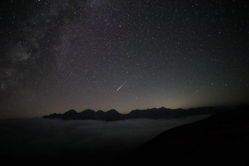 夏の穂高とペルセウス座流星群